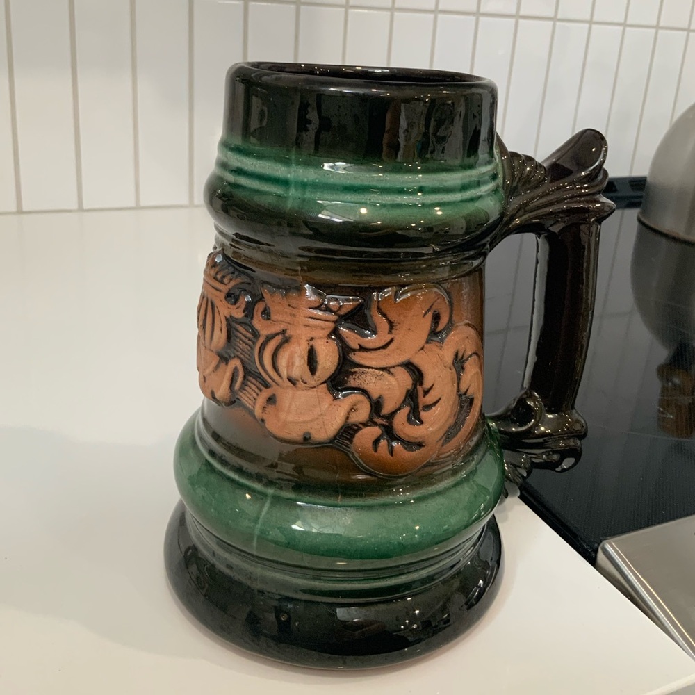 Green and Brown Ceramic Beer Stein
